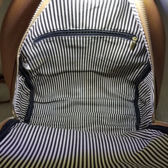 Beverly Hills Polo Club Womens Monogram Backpack Purse Brown Beige Zipper Close - Picture 14 of 16